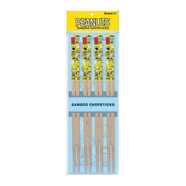 GAMAGO Peanuts Cast Bamboo Chopsticks Set – 4 Pair of Adorably Cute Reusable Chop-Sticks - Easy Grip, Lightweight, Durable, 9.25 Inches