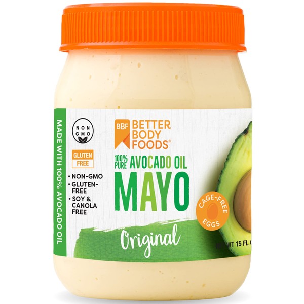 BetterBody Foods Avocado Oil Mayonnaise, Non-GMO Mayo Spread Made with Cage-Free Eggs, Paleo (15 Ounces)