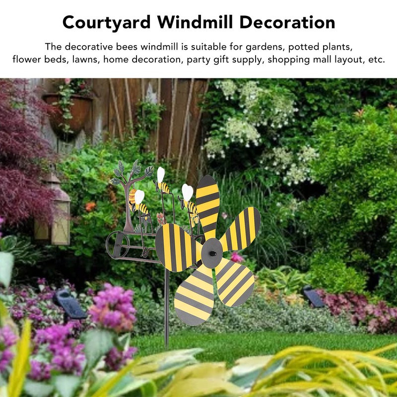 Three Little Bees Windmill Lovely Decorative Metal Bees Windmill for