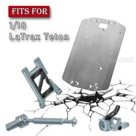 BRCatWPark RC Upgrades Part for 1/18 LaTrax Teton,Stainless Steel Chassis Protect Armor & Alloy Suspension A Arms & Drive Shaft Axles & Caster Block,Steering Blocks,Rear Stub Axle Carriers,Titanium