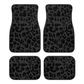 Yewattles Black Leopard Non Slip Car Floor Mats for Car SUV Truck Sedan Van All Weather Protector Feet Mats Front Rear Liners Carpet Mats 4 Pcs Decorative Accessories Gift