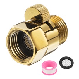 sourcing map Brass Chrome Shower Head Shut Off Valve, G1/2" Shower Control Valve Water Pressure Regulator Replacement for Shower System with PTFE Tape (Gold, 39mm/1.54")
