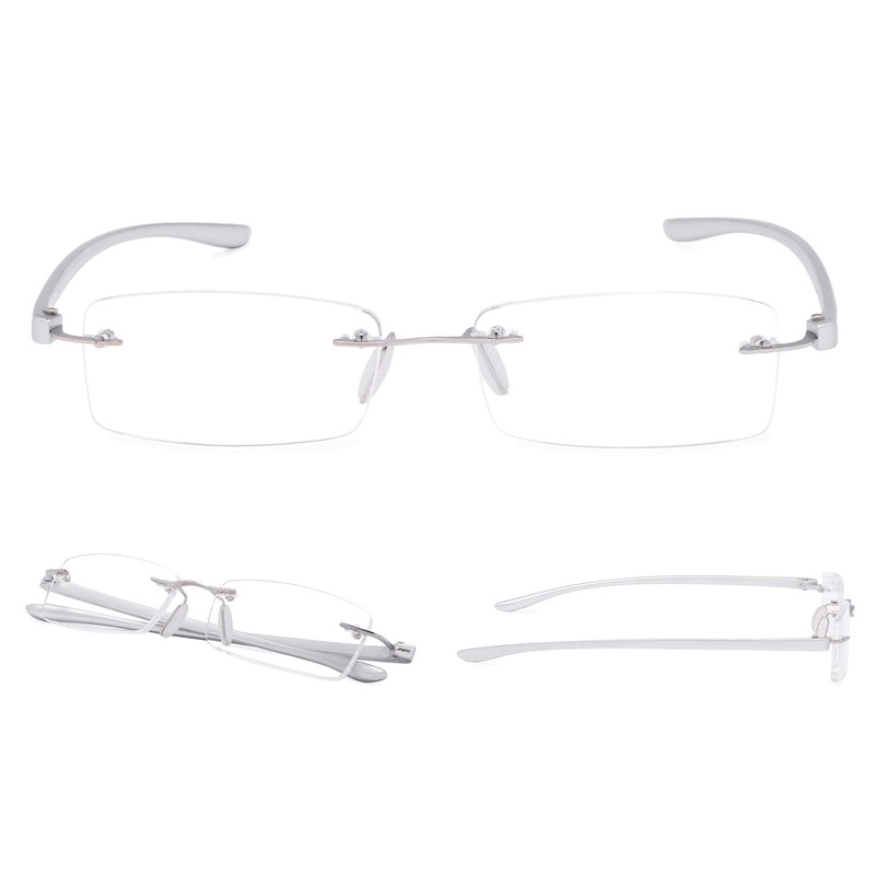 LUR Rimless Reading Glasses for Men Women 7 pack Small