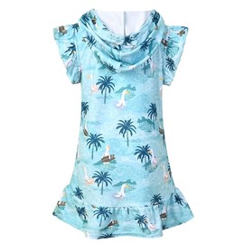 Perfashion - Funda de baño para niñas con capucha y cierre para niños, Pato de surf S31, 6-7 Años