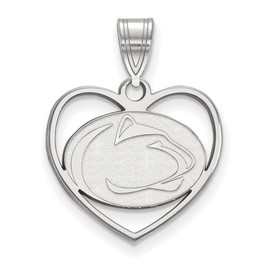 LogoArt Logo Art Sterling Silver Penn State Nittany Lions Pendant in Heart