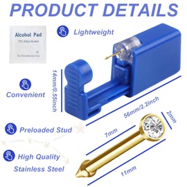 orilace 2 Pcs Self Piercing Kit- Safe Disposable Nose Piercing Gun Built-in Nose Stud Easy Use Painless At Home Nose Piercing Kit (White)