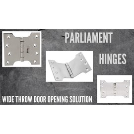 Ssiskcon 4 inch Parliament Stainless Steel Hinges Wide Throw Expandable Swing Clear Large 4'' x 2" x 4'' Door Hinge 402040-32D Heavy Duty with self Drilling Screws Satin