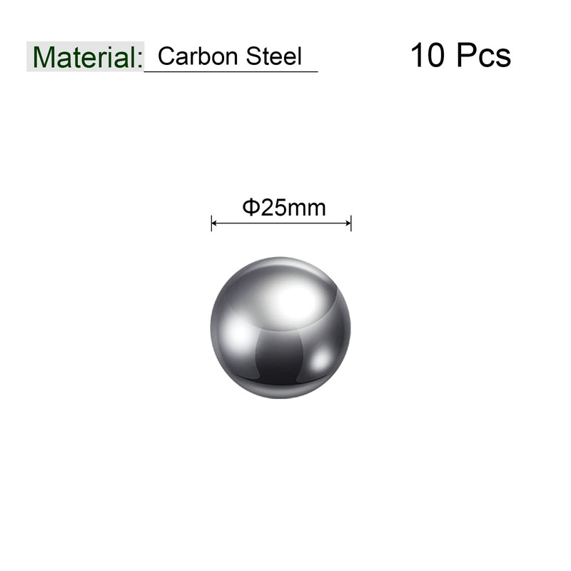 sourcing map 10pcs 25mm Carbon Steel Bearing Balls Precision Polished