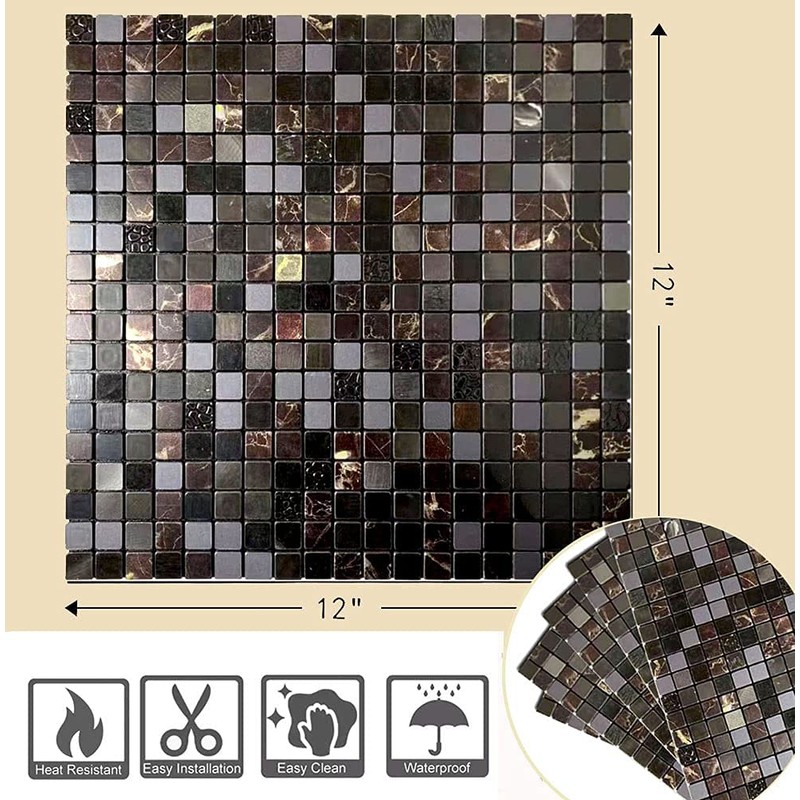 XUANINY Peel and Stick Backsplash Tiles for Kitchen,Bathroom,Fireplace,Self Adhesive Metal