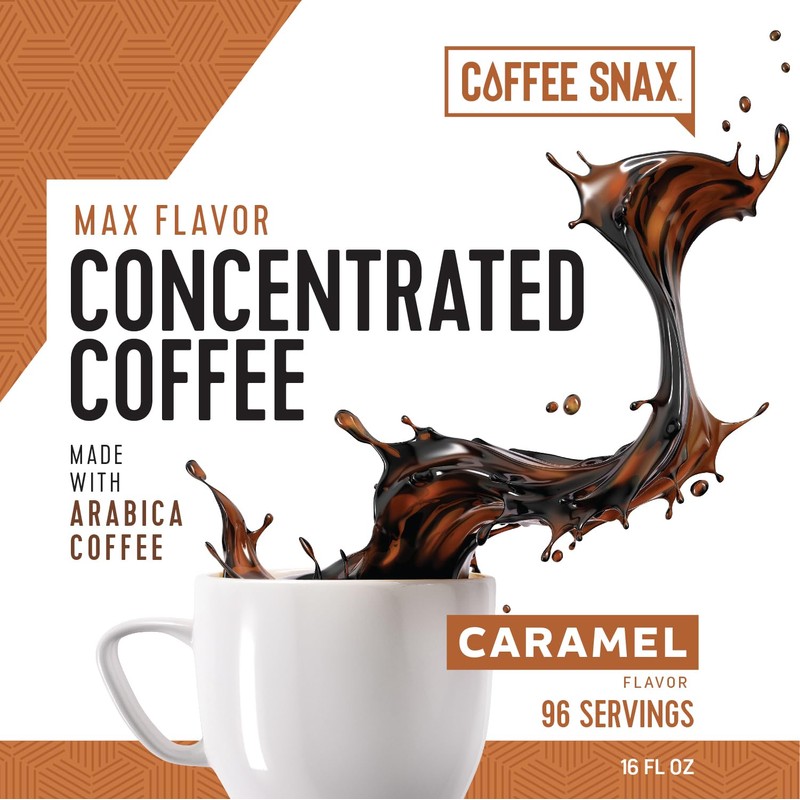 Coffee Snax Cold Brew Coffee Concentrate, Caramel Coffee Concentrate with