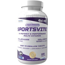 EAS SportsVite High Potency Multivitamin for Athletes | Vitamin & Mineral Nutrient Blend | 2300mg Beta Alanine, 2000mg Carnitine Tartrate | 180 Tablets