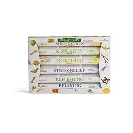 Stamford INC. 37322 Premium Aromatherapy Hex Range Sticks-Relaxing, Stress Relief, Meditation, Refreshing, Sensuality & Energising Incense Gift Pack, Black, One Size