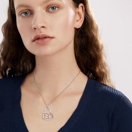 AINFQY Pig Necklace for Women 925 Sterling Silver Mother and Daughter Pendant Necklace Pig Jewelry Gift for Mom