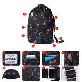 HAWEE Waterproof Drawstring Backpack with Inner Pocket Large Gym Bag Drawstring Daypack Drawstring Bag Sports Bag Unisex for Women Men Travel Everyday Outdoor Yoga School Beach Swimming, Red
