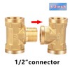 Nutmanel Brass T-piece 1/2 inch, brass T-piece, female thread/female thread,