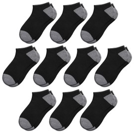 Comfoex 10 Pairs Boys Socks 4-6 6-8 8-10 Years Old Low Cut Ankle Athletic Socks For Kids Short Half Cushioned Socks