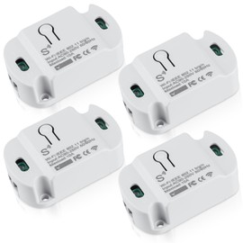 Smart Light Switch Module, Pack of 4 10A WiFi Switch, Tuya Smart Life Wireless Works Wireless Relay with Alexa, Google Assistant DIY Flush-Mounted, Surface-Mounted, WLAN Smart Switch Module