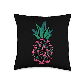 InGENIUS Pineapple Pink Flamingo Pineapple Pink Flamingo Cute Fun Summer Fruit Animal Print Throw Pillow, 16x16, Multicolor