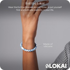 Lokai Silicone Beaded Bracelet for Women & Men, Evil Eye Silicone Collection - (Large, 7 Inch Circumference) - Silicone Jewelry Fashion Bracelet Slides-On for Comfortable Fit