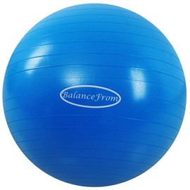 Signature Fitness Anti-Burst and Slip Resistant Exercise Ball Yoga Ball Fitness Ball Birthing Ball with Quick Pump, 2,000-Pound Capacity, Blue, 18-inch, S