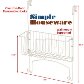Simple Houseware Over-The-Door/Wall-Mount Ironing Board Holder, White