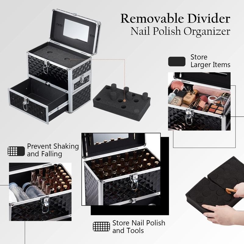 Joligrace Extra Large Makeup Train Case Nail Polish with Drawer