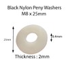 M8 X 25mm Nylon White Penny Washers Fender Repair Washer