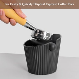 Coffee Knock Box for Espresso Machine - Small Size Stable Espresso Knock Box for Quick & Mess-Free Disposal Coffee Puck Knockbox with Non-Slip Rubber Base and Removal Bar for Home Kitchen