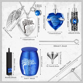 Shimeyao 8 Pieces Cremation Urn Set for Ashes Sharing Urns for Human Adult Female Male Mini Keepsake Waterproof Memorial Ashes Holder(Dark Blue)