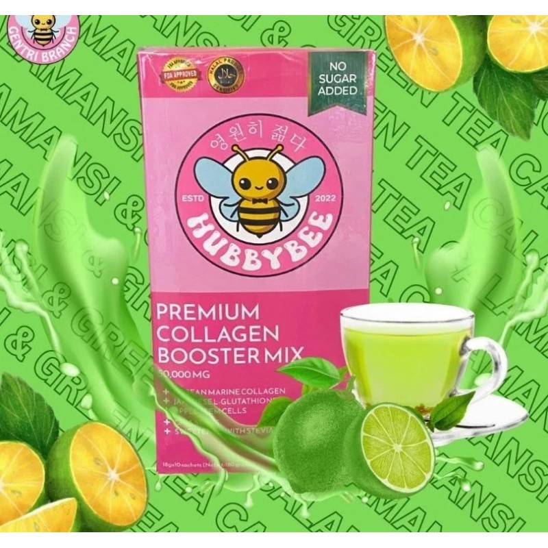 HUBBYBEE Premium COLLAGEN POWDER DRINK CALAMANSI & GREEN TEA (10