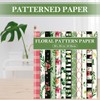 Whaline Floral Pattern Paper Pink Flower Greenery Scrapbook Paper Double-Sided