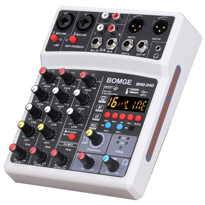 Portable 4 Channels BT Audio Sound Mixer Multifunctional Mixing DJ