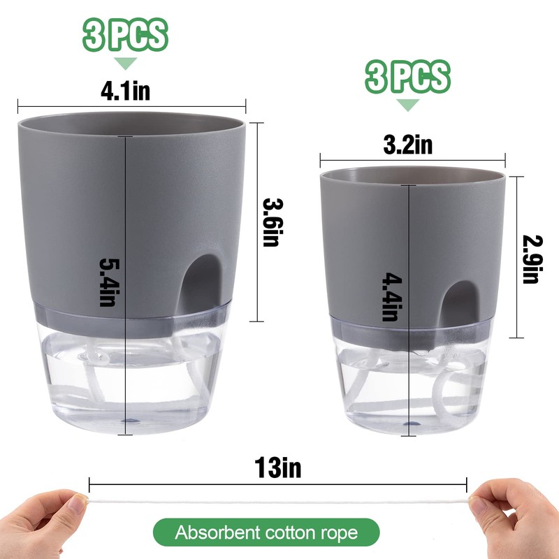 Aulock 6 pcs Self Watering Plant Pots - 4.1/3.2 in