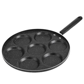 Egg Frying Pan, Aluminum 7 Cup Non Stick Pancake Pan Fried Eggs Cooker Omelet Pan Household Kitchen Cookware with Ergonomic Handle Compatible for Gas Stove and Electric Ceramic Stove