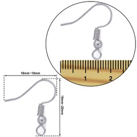 100 pares de ganchos de color rodio para arete franceses, para hacer joyas (EH-1007-R1)