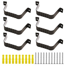 UFURMATE Downspout Straps, 6 Pcs Aluminium Alloy Downspout Gutter Adapter Square Downpipe Brackets Stand Off Downpipe Clips for Fixing 45 x 80 mm Downpipes (Brown)