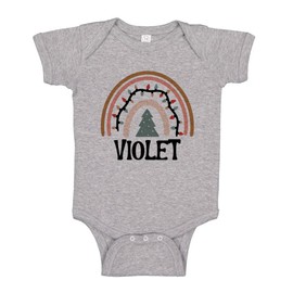 Christmas Rainbow Violet Baby Infant One Piece Bodysuit Newborn Heather Grey