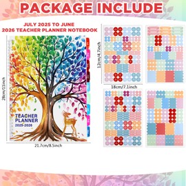 Teacher Planner 2025-2026 With Stickers, 10 Sections Lesson Plan Book, 8.5"x 11" Academic Year Calendar Weekly & Monthly Organizer, Homeschool Planner With Pocket Folder, Page Tabs (Tree of Life)