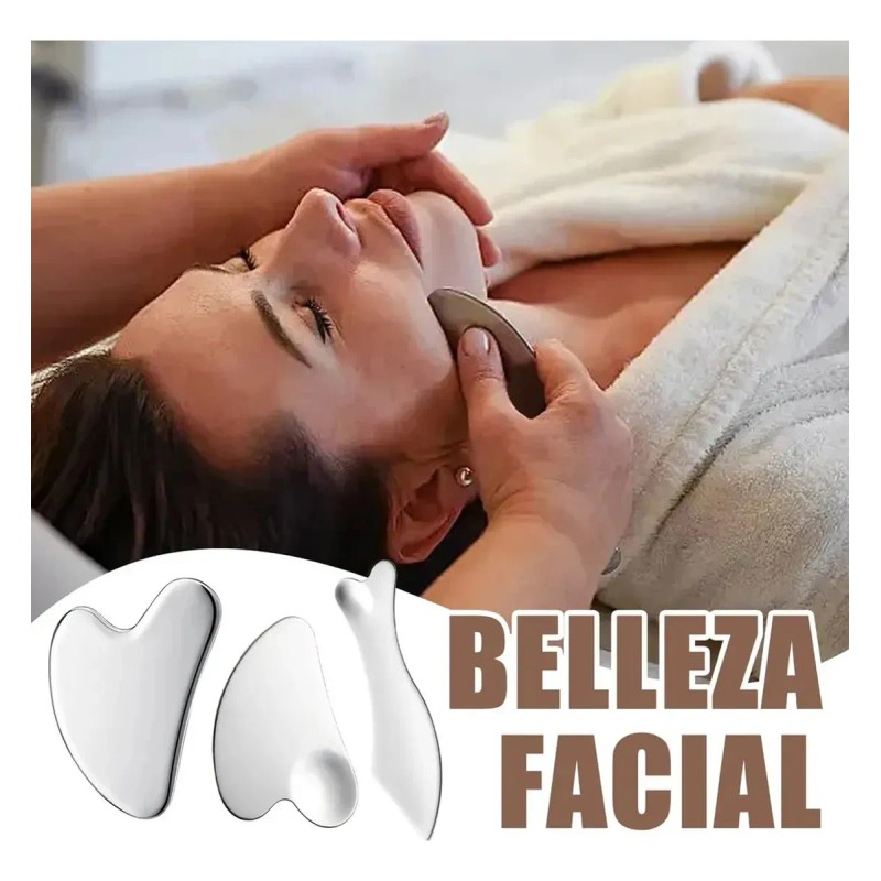 Kit De Guasha Facial De Acero Inoxidable De 4 Piezas