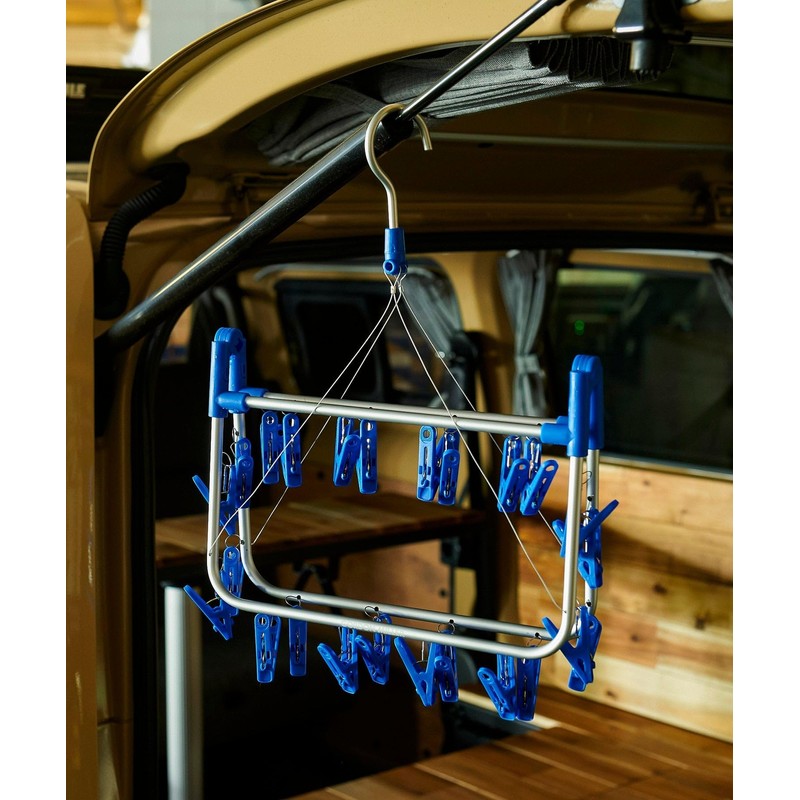 GORDON MILLER 31351 Clip Hanger, 24 Clips, Aluminum Frame, Blue