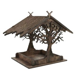 Chiyyak Bird Feeder Wooden Bird House Feeder Creative Bird Feeder Hanging Bird Feeder Dispenser Wild Birds Home Garden Yard Tree Decoration