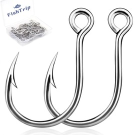 FishTrip Fishing Inline Single Hooks - 25pcs in Line Hooks for Treble Hook Replacement for Lures Plugs Saltwater Freshwater Size 1