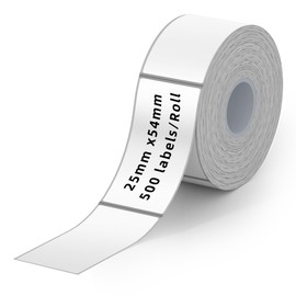 MakeID Labels for P1 Label Printer, 0.98" x 2.13"(25x54mm) Thermal Sticker Label Tape Refill, Tear-Proof and Waterproof, 1 Roll of 500 Labels-White