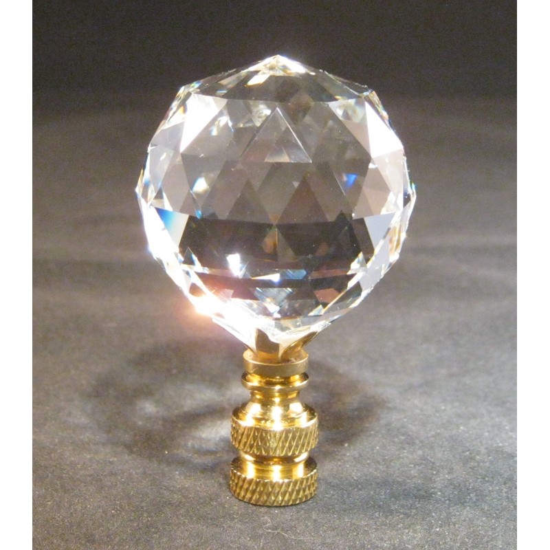 LAMP FINIAL-STUNNING LEADED CRYSTAL LAMP FINIAL-BRASS BASE