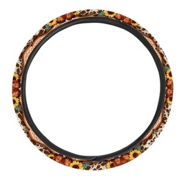 Guevoxuh Wear-Resistant Steering Wheel Cover for 15 inches Aztec Tribal Highland Cow Sunflower Pattern Car Wheel Protector Automotive Accessories Universal Fit Car SUV Van Truck