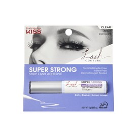 KISS Lash Couture Clear Strip Lash Adhesive with Biotin & Blueberry Extract, Latex-Free, Dermatologist Tested, Pegamento super fuerte para pestañas KISS