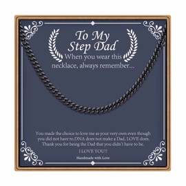 IEFLIFE Step Dad Gifts Step Dad Chain Necklace, Black Chain Necklace Bonus Dad Stepdad Stepfather Jewelry Step Dad Gifts Fathers Day Christmas Gifts for Step Dad