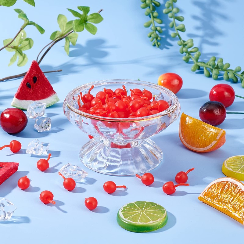 OLYCRAFT 100pcs Miniature Simulation Cherries Artificial Cherry Decorations 3D Cherry