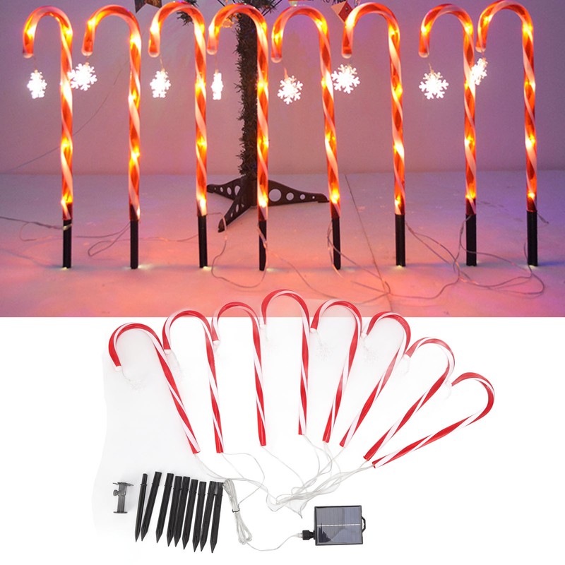 Christmas Candy Cane Light 1 for 8 Solar Candy Cane