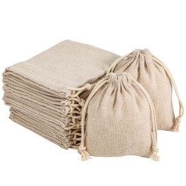 packra Cotton Bags, Pack of 30, Gift Bags, Cotton Bags, Small 9 x 12 cm, Linen Bag, Fabric Bag, Small, Jute Bag for Jewellery, Wedding, Christmas Party